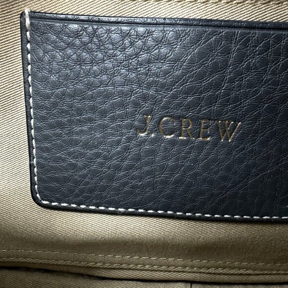 J.Crew Womens Pebbled Leather Crossbody Messenger Bag Dark Grey With Gold-Tone A - Picture 2 of 5